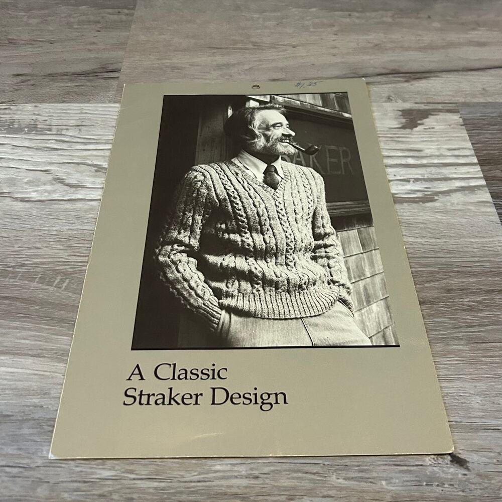 Vintage P. Straker Geoffrey Pullover Knitting Pattern Booklet Cable Sweater